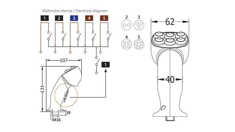 MANETĂ DE CONTROL DE LA DISTANȚĂ ROSI JOYSTICK - 2 BUTOANE