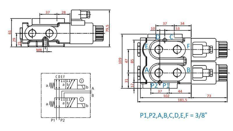 VENTIL 8-WAY 3/8 12V - 50lit