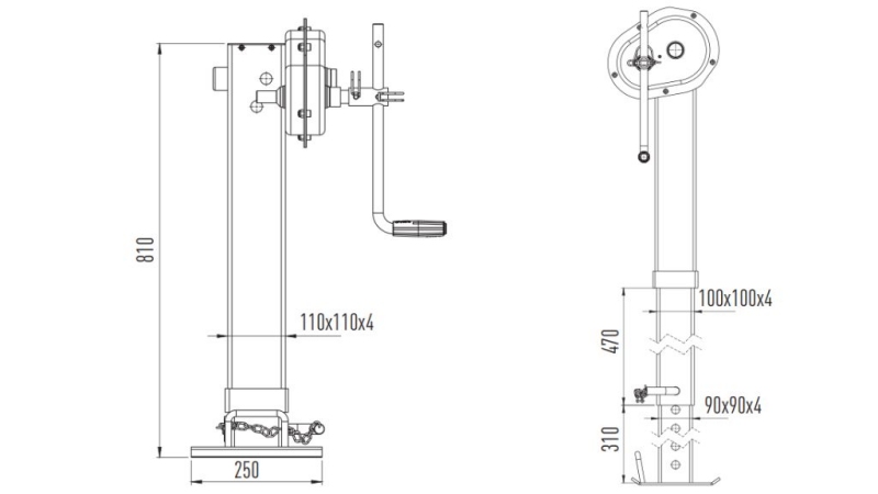 KIERTEETTY TUKIJALKA 400mm - 10.000kg