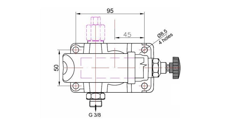 RUCNÁ ČERPADLO 45CC -SD- JEDNOSMERNÉ - rozmery