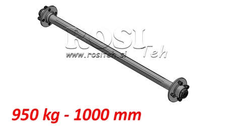 ACHSE FÜR ANHÄNGER 950 kg OHNE BREMSEN (1000 mm)