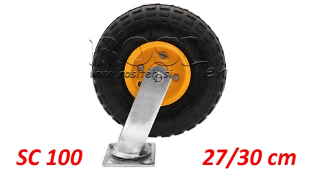 KOŁO PNEUMATYCZNE 27/30cm Z OBROTOWĄ PODSTAWĄ SC100