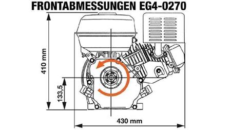 benzininis variklis EG4-270cc-6.56kW-8.92AG-3,600 RPM-H-KW25x88.2-rankinis paleidimas