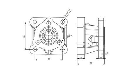 Adaptor DIMENSIUNI 3X4 PENTRU POMPĂ DIN FONTĂ
