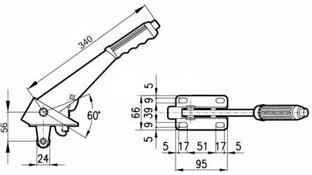 MANIJA DE TIRAR L340 CON POLEA FI24mm