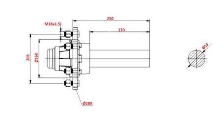 HALBACHSE 3000 kg l.300 mm