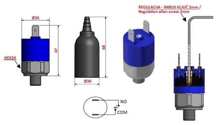 INTERRUTTORE DI PRESSIONE IDRAULICA K4 - NO 0.2-2.5 BAR (MAX. 25BAR)