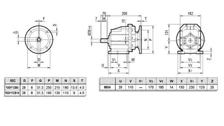 ERC04 REDUCER FÖR ELEKTRISK MOTOR MS100 (2.2-3-4kW) FÖRHÅLLANDE 25:1