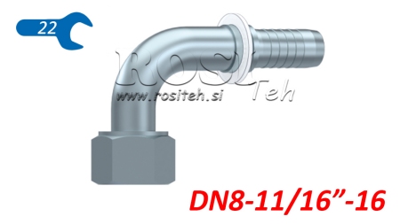 HYDRAULIC FITTING DKORFS FEMALE ELBOW 90° DN8-11/16-16