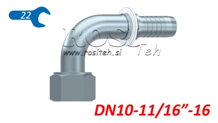 HYDRAULIC FITTING DKORFS FEMALE ELBOW 90° DN10-11/16-16