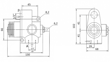 VALVĂ BASCULATOR ÎNCHISĂ TFC-TS-1/2 - NORMAL DESCHISĂ