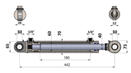 HYDRAULICKÝ VALEC 60/40-180 S PREPÍNACÍM VENTILOM – PLUH NA OBRÁBANIE PÔDY