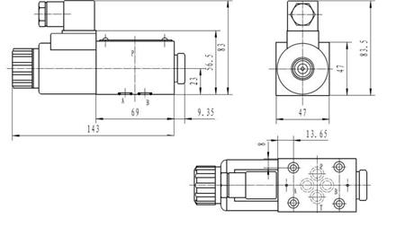 HYDRAULICKÝ ELEKTRO MAGNETICKÝ VENTIL KV-4/2 CETOP 3 12/24/230V 1A