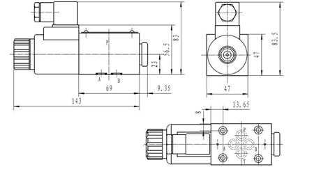 HYDRAULICKÝ ELEKTRO MAGNETICKÝ VENTIL KV-4/2 CETOP 3 12/24/230V 3A