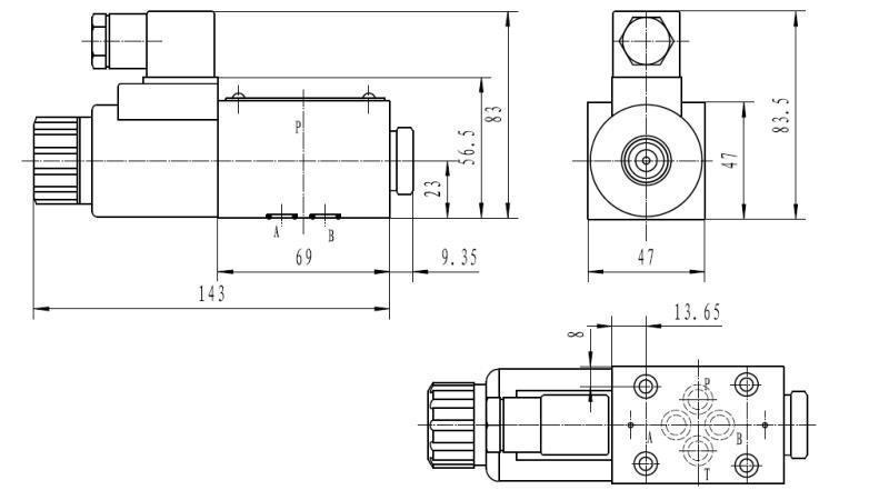 HYDRAULICKÝ ELEKTRO MAGNETICKÝ VENTIL KV-4/2 CETOP 3 12/24/230V N51A