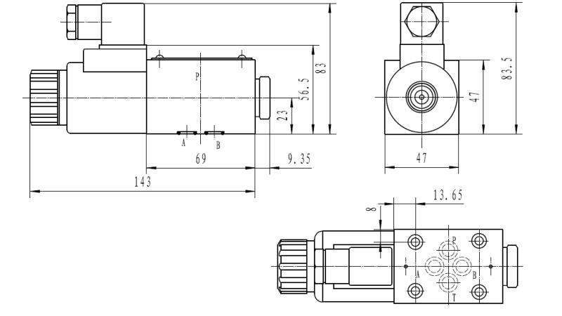 HYDRAULICKÝ ELEKTRO MAGNETICKÝ VENTIL KV-4/2 CETOP 3 12/24/230V 3B