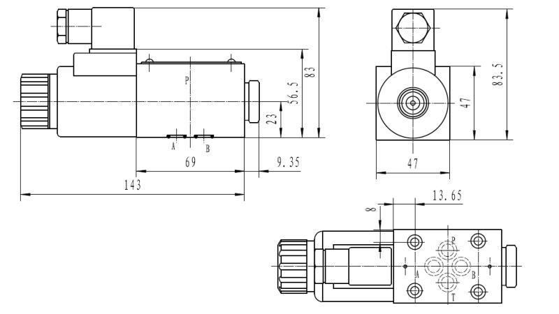 HYDRAULICKÝ ELEKTRO MAGNETICKÝ VENTIL KV-4/2 CETOP 3 12/24/230V N51B