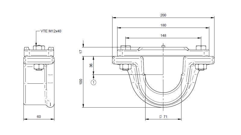 HALTER FÜR TELESCOPIC ZYLINDER FI70-A