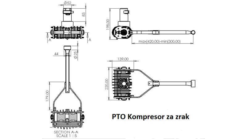 mål af traktor kompressor