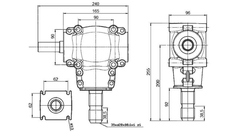 NURK REDUKTOR L-150J 1:1 (11HP-8kW)