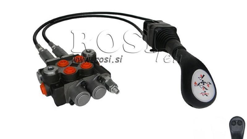 JOYSTICK 2x TLAČIDLO S KLADKOU 2.5 m A HYDRAULICKÝM VENTILOM 2xP40 l.