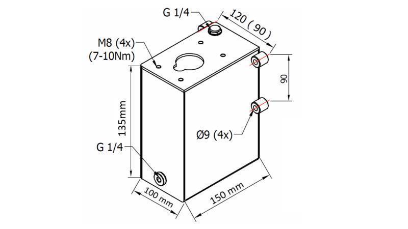 REZERVOR 1L PENTRU POMPA MANUALĂ - dimensiuni