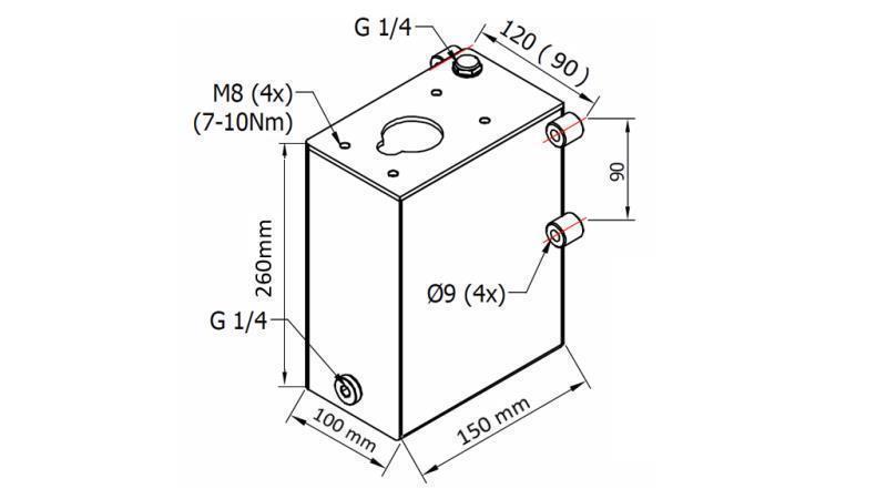 TANK 3L FÜR HANDPUMPE - Maße